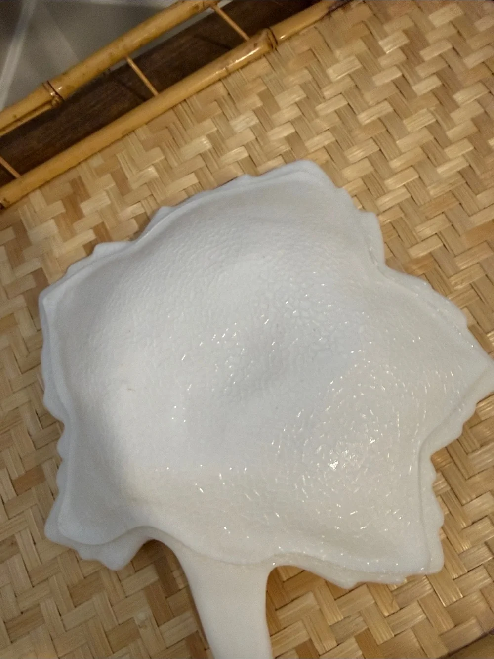 Vintage White Milk Glass Maple Leaf Serving Dish Candy Nut Trinket Bowl Fall